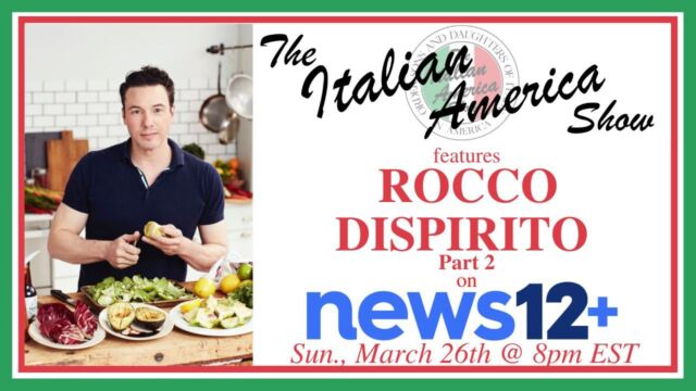 Less than ONE HOUR until the next episode of The Italian America Show on News 12+ in the New York City Metropolitan area, featuring award-winning chef, cookbook author, restaurateur and TV personality, Rocco DiSpirito!

If outside the NYC Metro area, stream the episode online: http://news12.plus/nyc/ 

#OSDIA #SonsOfItaly #ItalianAmerican #ItalianPride #ItalianHeritage #ItaloAmericano #Italian #Italiano #Italy #Italia #ItalianRootsAmericanBranches #TheItalianAmericaShow #News12 #NewYork #RoccoDiSpirito